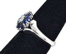 Absolutely Stunning 18K White Gold Diamond and Synthetic Blue Sapphire Gemstone Ring