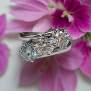 Dazzling 3 Stone 4.75 Ct White Ice Blue Fire Moissanite Ring