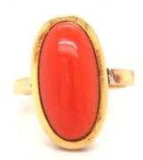 Estate 18K Cabachon Coral Ring