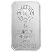 Collection of 2 Lady Justice 5 oz Silver bar Kinesis Mint