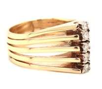 Stylish 14K YG Wide 5 Diamond Ring