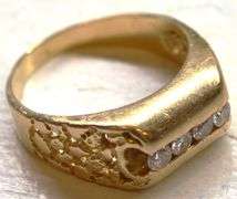 Men’s Estate 14K Yellow Gold Diamond Ring 0.25 CTW Channel Set, 9.3 Grams, Size 11