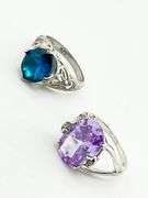 925 Sterling Silver Two Unit Amethyst And Blue Topaz Rings Lot