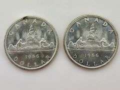 (2) 1966 Canadian Silver Dollars