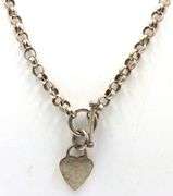 Vintage 925 sterling silver Rolo chain necklace with heart shaped charm pendant