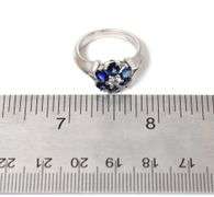 Absolutely Stunning 18K White Gold Diamond and Synthetic Blue Sapphire Gemstone Ring