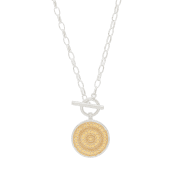 Classic Dotted Circle Toggle Necklace - Gold and Silver