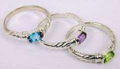 3 Sterling Gemstone Stacking Rings