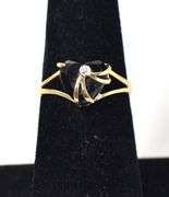 Loving 10K Yellow Gold Black Onyx Gemstone and Diamond Ring