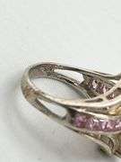 925 Sterling Silver Marquise Pink Ameythyst Ring