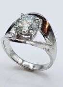 Sparkling  2.75 Ct VVs1 White Ice Blue Fire Moissanite Ring