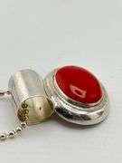 Mexican 925 Sterling Silver Large Oval Red Jasper With Silver Ball Chain