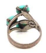 925 Sterling Silver Vintage Mexico stamp Three Turquoise Stone Rong