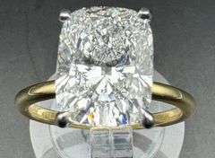 18K Two-Tone Cushion Cut Lab Diamond Ring of 4.13ct