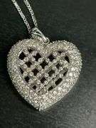 CERTIFIED 14K WHITE GOLD AND DIAMOND HEART PENDANT