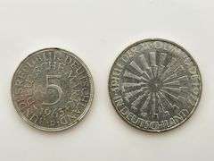 1963-D 5 Mark & 1972-J 10 Mark German Federal Republic, Silver