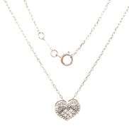 10kt White gold diamond cluster heart shaped pendant on chain