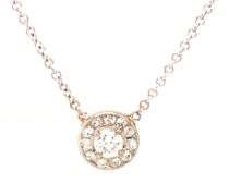 14kt White gold 0.30ctw cluster diamond pendant on chain
