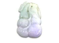Fine Burmese Jadeite Green and Lavender Amulet