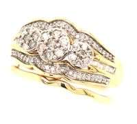 10kt Yellow gold diamond wedding set