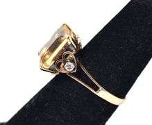 Beautiful 14K Yellow Gold Citrine and Diamond Ring