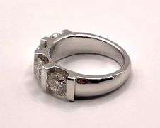 14 K White Gold Plate Stunning 4 Stone White Fire Moissanite Ring