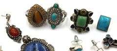 Group lot of Vintage 925 sterling silver lapis and turquoise mixed jewelry
