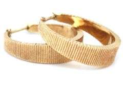 Nice Ridged 14K YG Nickel Sized Hoop Earrings