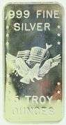 5 Troy oz Pure .999 Fine Silver Bar in Plastic