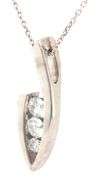 14kt White gold 0.50ctw 3 stone diamond Journey pendant on chain
