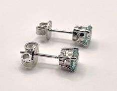 Sparkling 2.05 Ctw VVs1 Paraiba Green Simulated Diamond Earrings