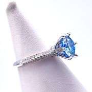 Sparkljng 14 Kt White Gold Plate 3 Ct VVs1 Corn Flower Blue Moissanite Ring