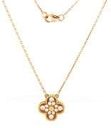 18KT Yellow Gold Full Diamond pave Clover Pendant