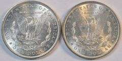 2 Frosty-white Choice BU 1882-P Morgan Silver Dollars