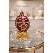 Lion Fabergé-Style Imperial Red Egg Jewelry Box