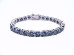 18 Kt White Gold Plate Magnificant 27 Cttw Deep Cobalt Blue Purple Amber Fire Moissanite Tennis Brac