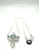 Sparkling 14 Kt White Ice Blue Gold Plated Moissanite Cross Pendant