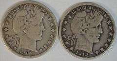 1906-D & 1912-D Barber Half Dollars in nice Fine