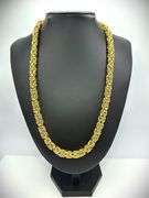 Huge 97.8 Yellow Gold Plated Byzantine Chain Necklace