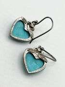 925 Sterling Silver Turquoise Heart Shaped Dangle Earerings