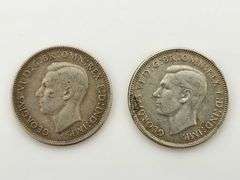 (2) 1944 Australia Florin, Sterling Silver
