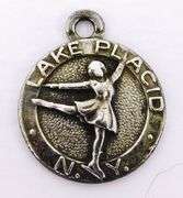 Vintage Lake Placid, NY Skating Sterling Charm or Pendant