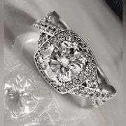 Sparkling 14 Kt White Gold Plate 4.5 Ct Lab Simulated Diamond Ring