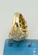 14KT Yellow Gold Quilted Dome Diamond Pave Ring