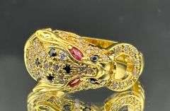 18K Yellow Gold Designer Panther Ring