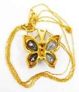 Vintage 10K Mystic Topaz & Diamonds Butterfly Necklace