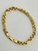 Italian 10KT Yellow Gold Fancy Alternating Round And Alongated Oval Link Bracelet