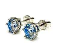 18 Kt White Gold Plated 2 Ctw Steel Blue Gray Fire Moissanite Earrings