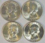 Superb Gem BU 1945-S, 46-S, 47-D, & 1948-D Washington Quarters