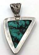 Lot of 2 Vintage 925 sterling silver turquoise pendants